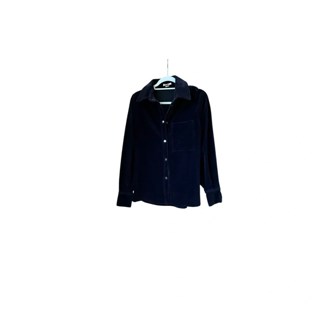 H&M Women's Button-Down Corduroy Shirt - Dark Navy